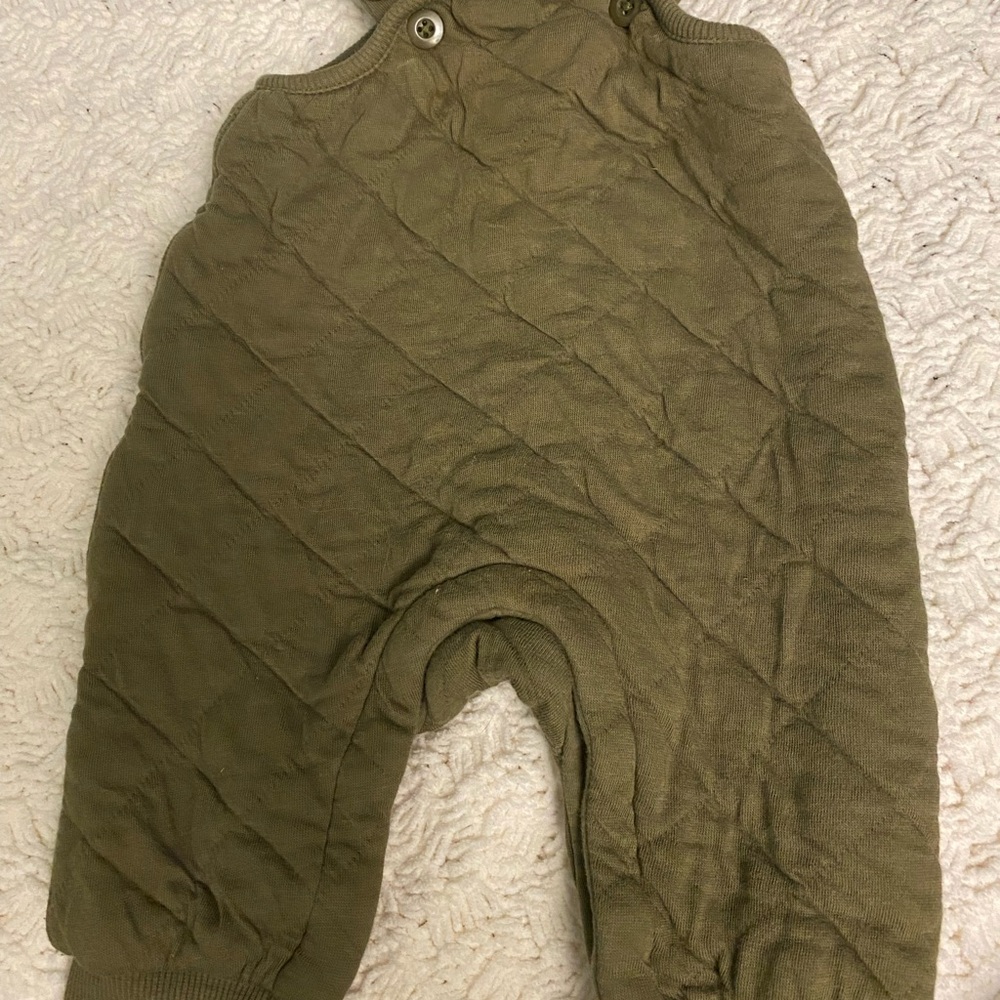Hanna Andersson Olive Green Baby Overalls